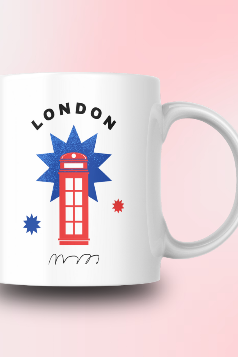 London Telefon Kulübesi Tasarım Seramik 350 Ml Kupa Bardak