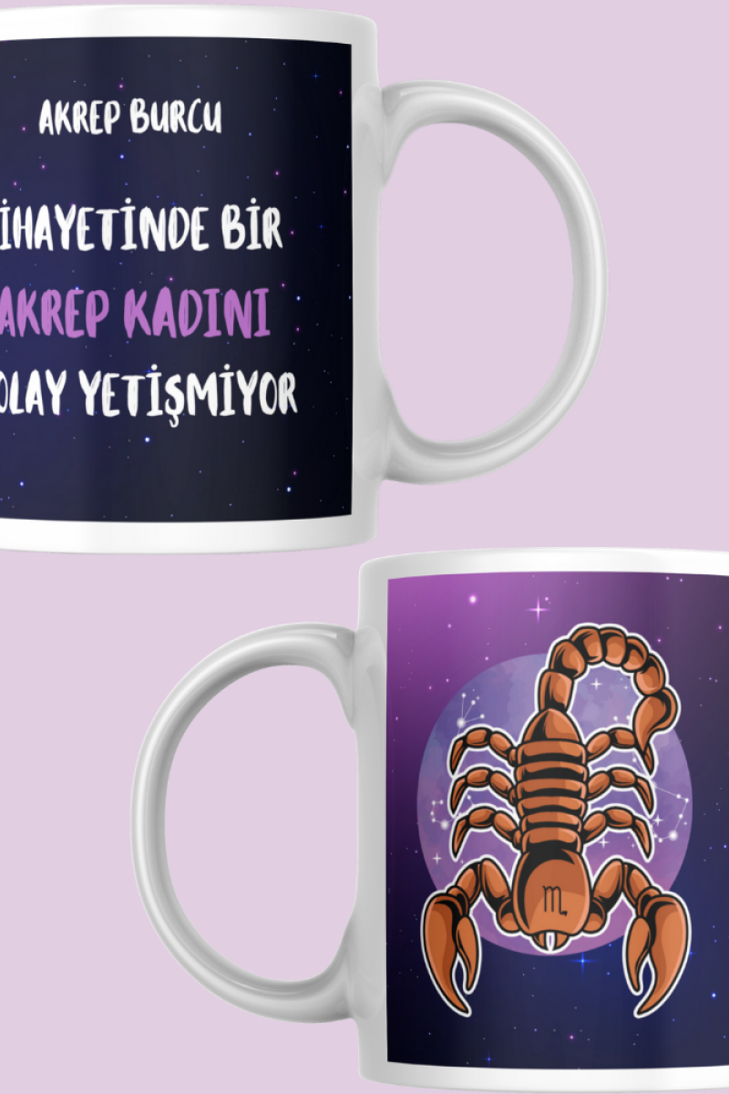Akrep Burcu Kadını Tasarım Seramik 350 Ml Kupa Bardak