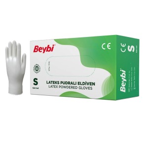 Lateks Pudralı Eldiven 100'lük 1 Kutu S Beden