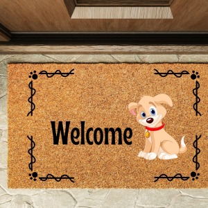Kapı Önü Paspası Özel Tasarım Koko Model Welcome Köpek PK-1595