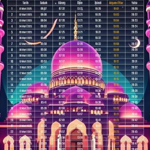 Ramazan İmsakiyesi Modern Kişiye Özel Tasarımlı Dijital Baskı 6 Adet A4 300 gr Model 7