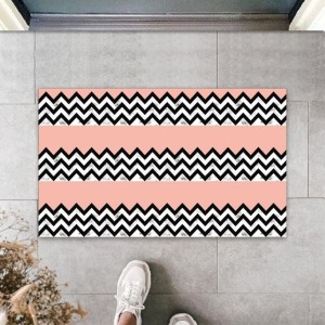 Dijital Baskı Siyah-Pembe Zigzag Kapı Paspası K-3084