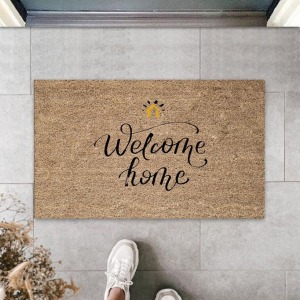Bej Kapı Önü Paspası Welcome Home Desen  K-3294