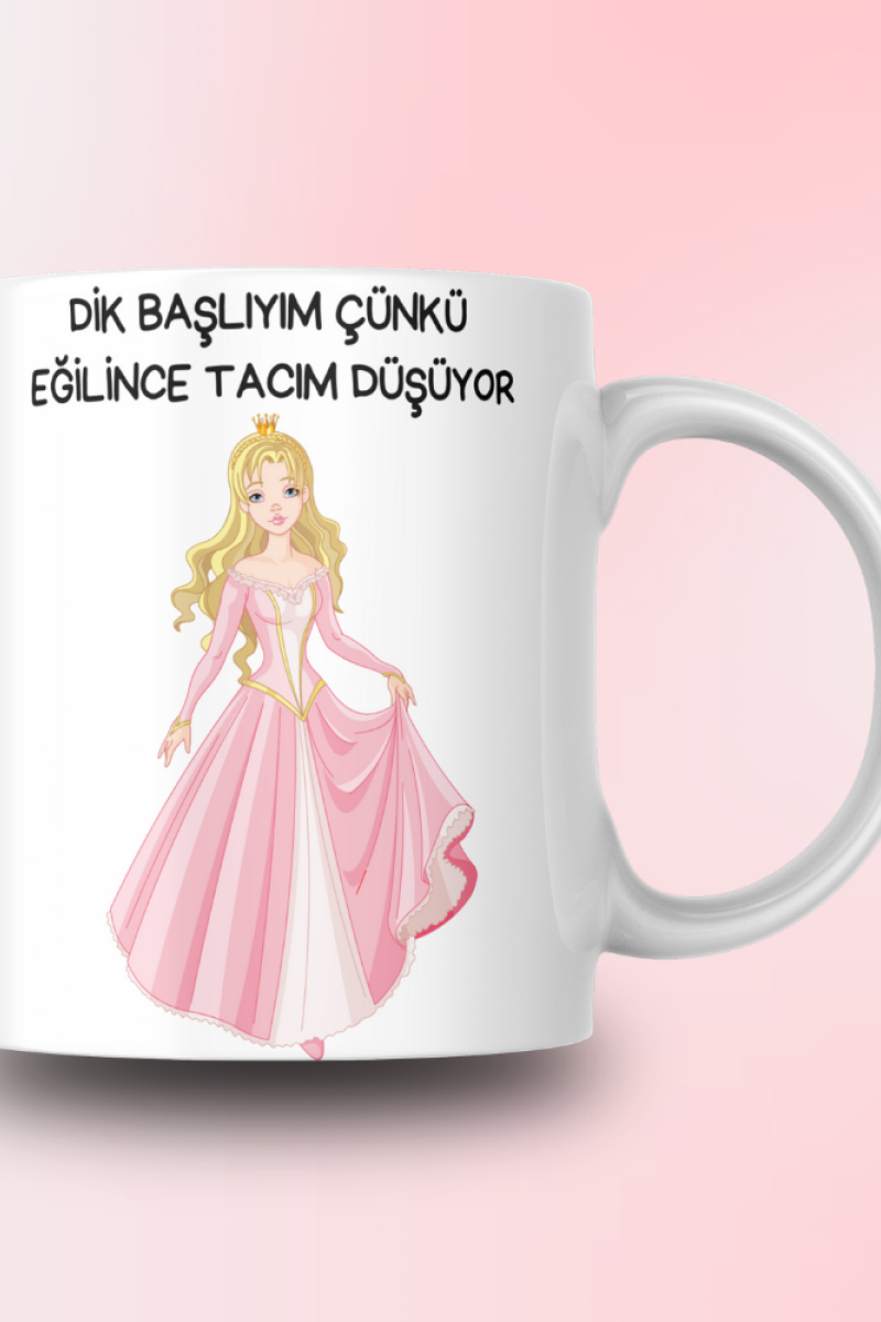 Eğilince Tacım Düşüyor Tasarım Seramik 350 Ml Kupa Bardak