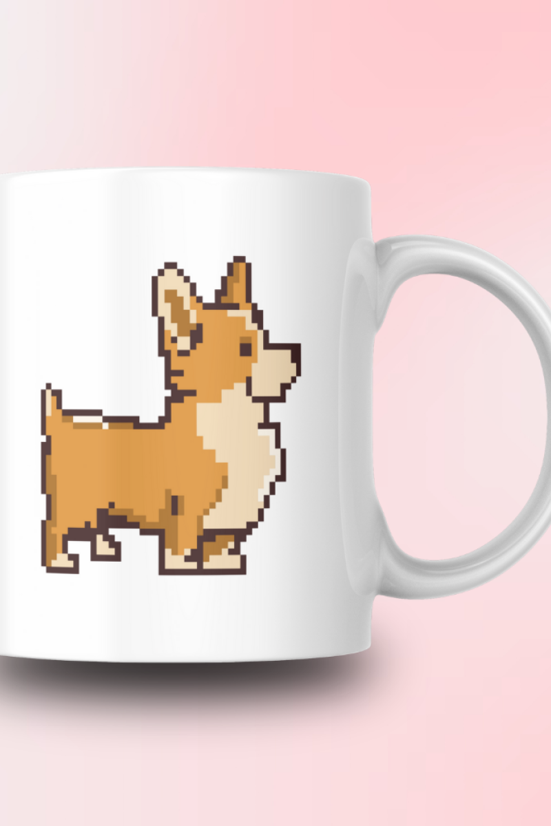 Pixel Köpek Tasarım Seramik 350 Ml Kupa Bardak