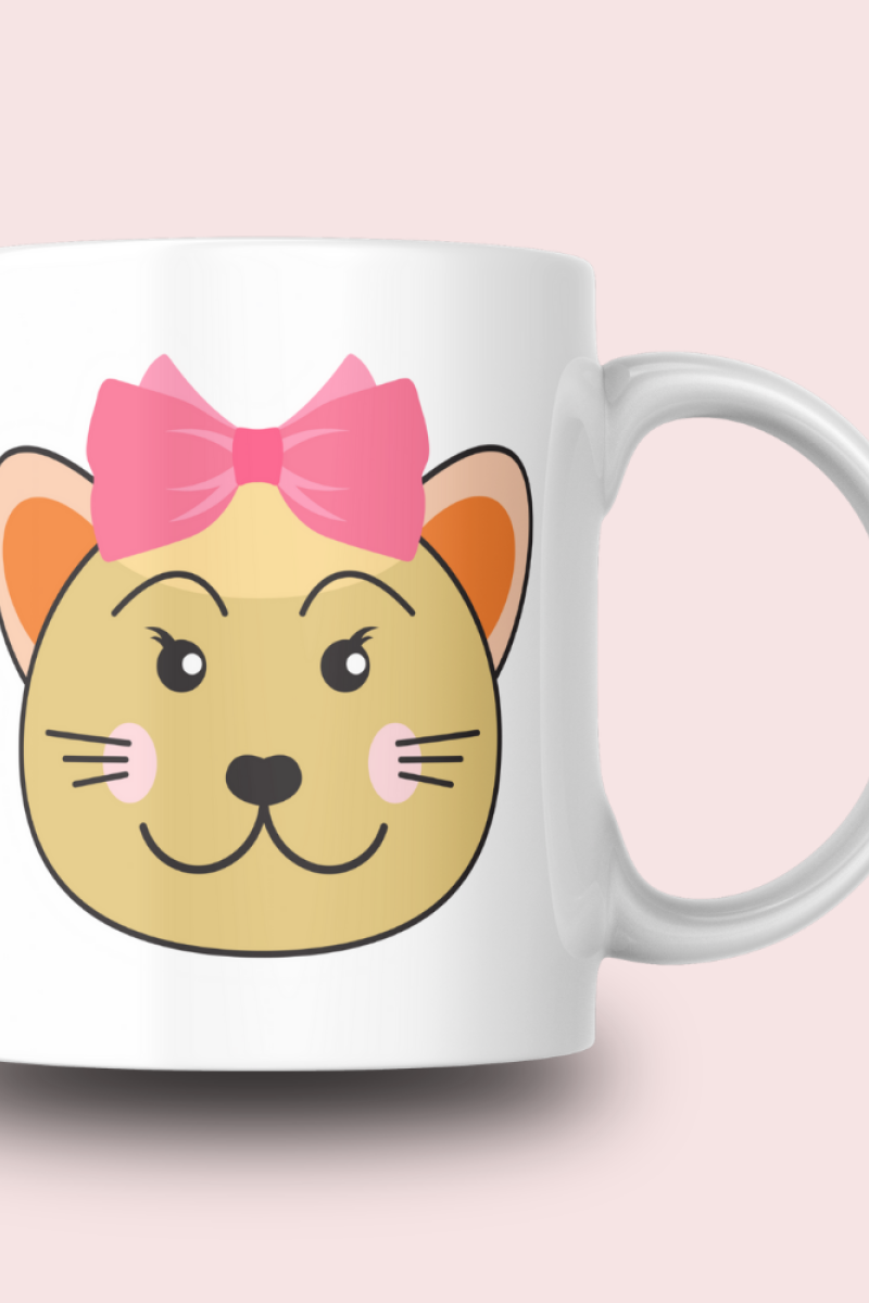 Sevimli Minimalist Hayvan Karikatürlü Tasarım Seramik 350 Ml Kupa Bardak