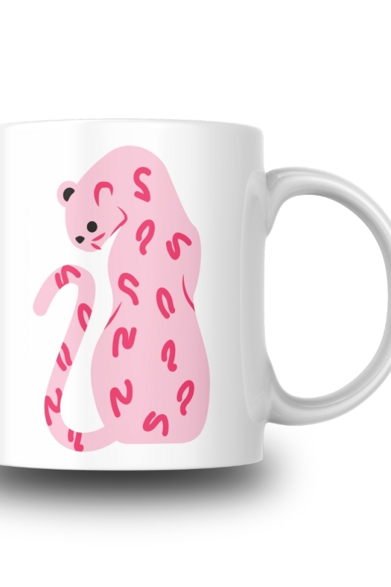 Pembe Çita Desenli Seramik 350 Ml Kupa Bardak