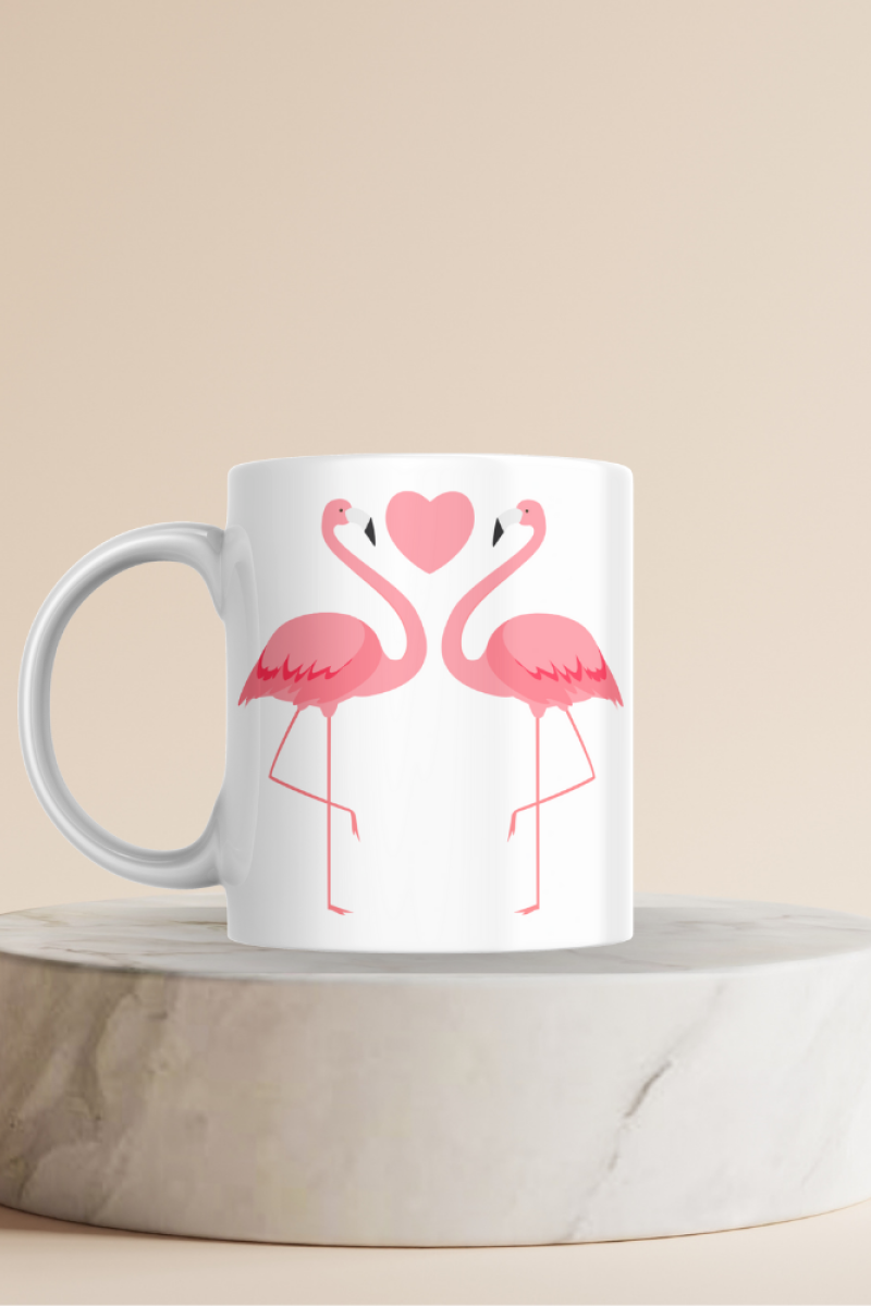 Flamingo Desenli Seramik 350 Ml Kupa Bardak Özel Gün Hediyesi , Hediyelik Eşya , Sevgiliye Özel Hediye