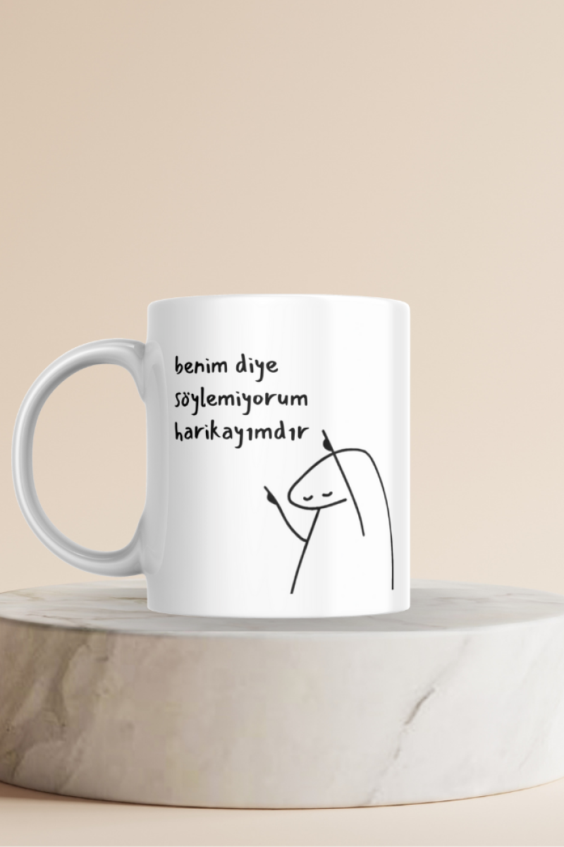 Komik Doodle Tasarım Seramik 350 Ml Kupa Bardak