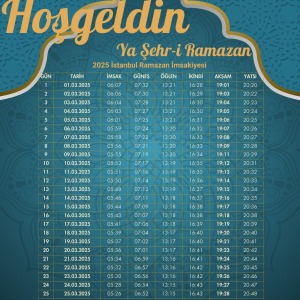 Ramazan İmsakiyesi Modern Kişiye Özel Tasarımlı Dijital Baskı 1 Adet A4 300 gr Model 25