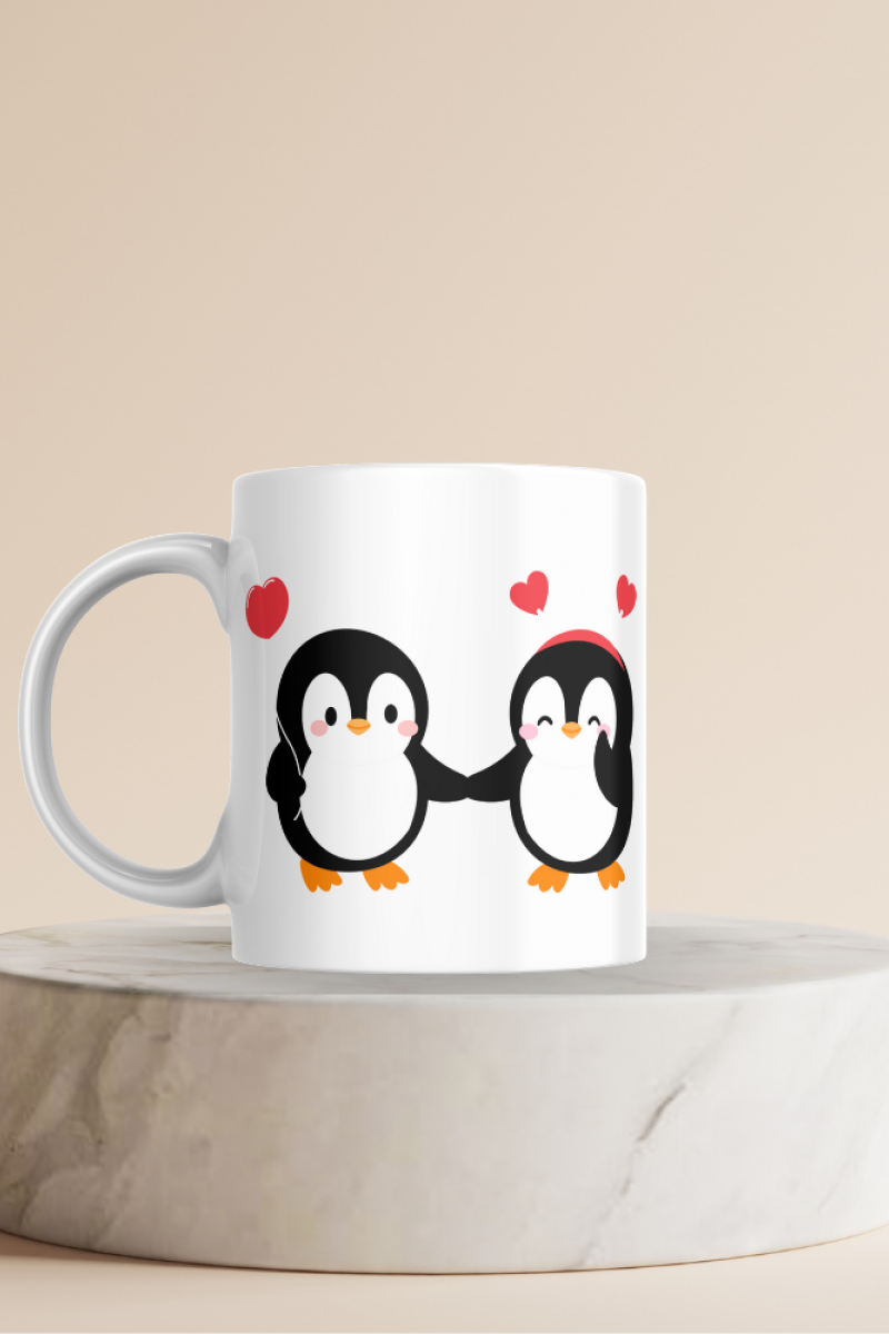 Penguen Baskılı Hediyelik Seramik 350 Ml Kupa Bardak