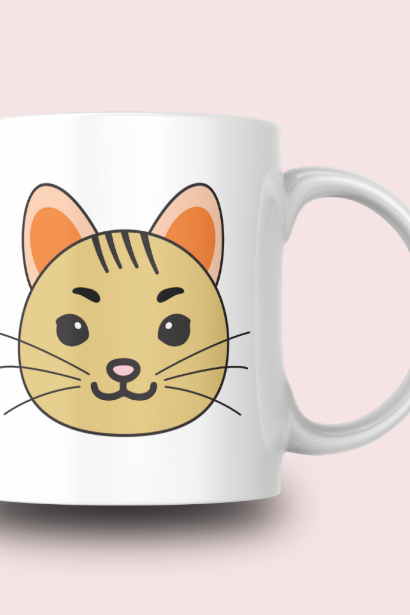 Sevimli Minimalist Hayvan Karikatürlü Tasarım Seramik 350 Ml Kupa Bardak
