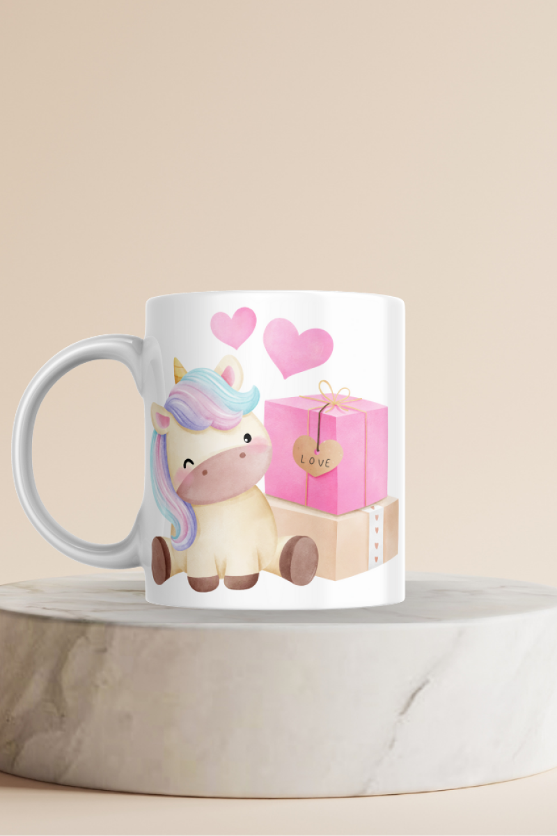 Unicorn Baskılı Hediyelik Seramik 350 Ml Kupa Bardak