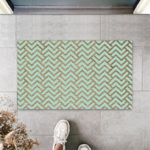 Turkuaz Kapı Önü Paspası Zigzag Desen  K-3227