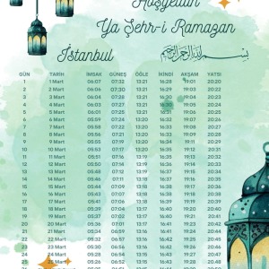 Ramazan İmsakiyesi Modern Kişiye Özel Tasarımlı Dijital Baskı 500 Adet A4 300 gr Model 43