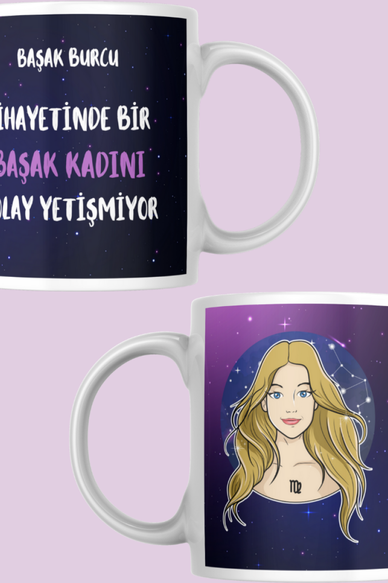 Başak Burcu Kadını Tasarım Seramik 350 Ml Kupa Bardak