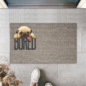 Dijital Baskı Gri Bored Köpekli Dekoratif Kapı Paspası K-2081