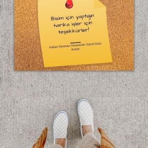Dijital Baskı Dekoratif Not Kahverengi Kapı Önü Paspası K-1272