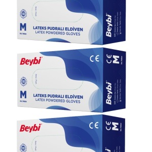 Lateks Pudralı Eldiven 100'lük 3 Kutu M Beden