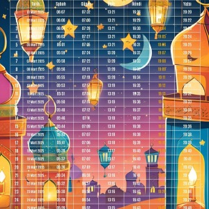 Ramazan İmsakiyesi Modern Kişiye Özel Tasarımlı Dijital Baskı 6 Adet A4 300 gr Model 4