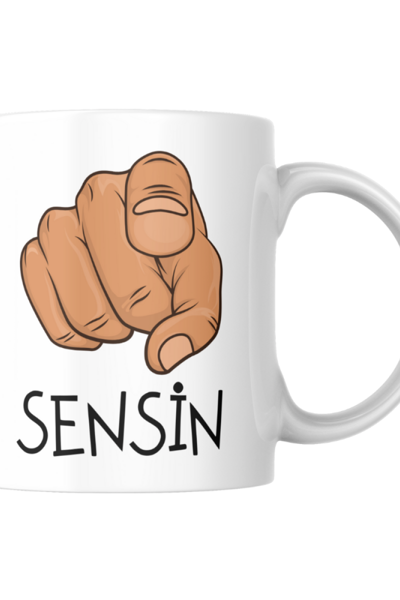 Sensin Yazılı Tasarım Seramik 350 Ml Kupa Bardak