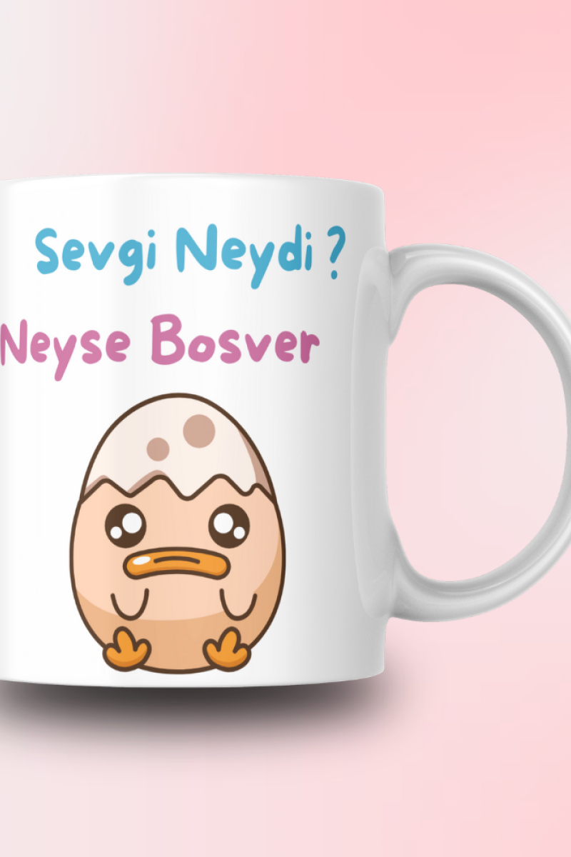 Sevgi Neydi Tasarım Seramik 350 Ml Kupa Bardak