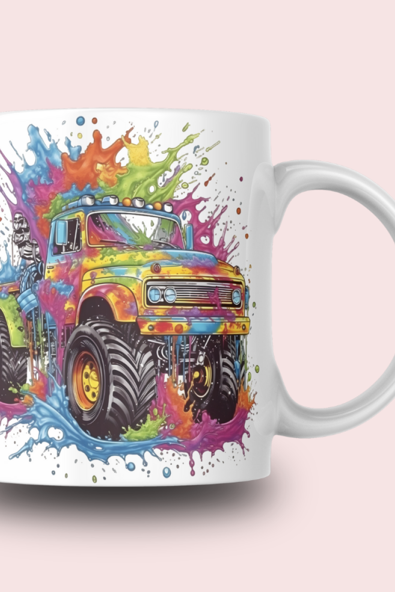 Monster Araba Temalı Tasarım Seramik 350 Ml Kupa Bardak
