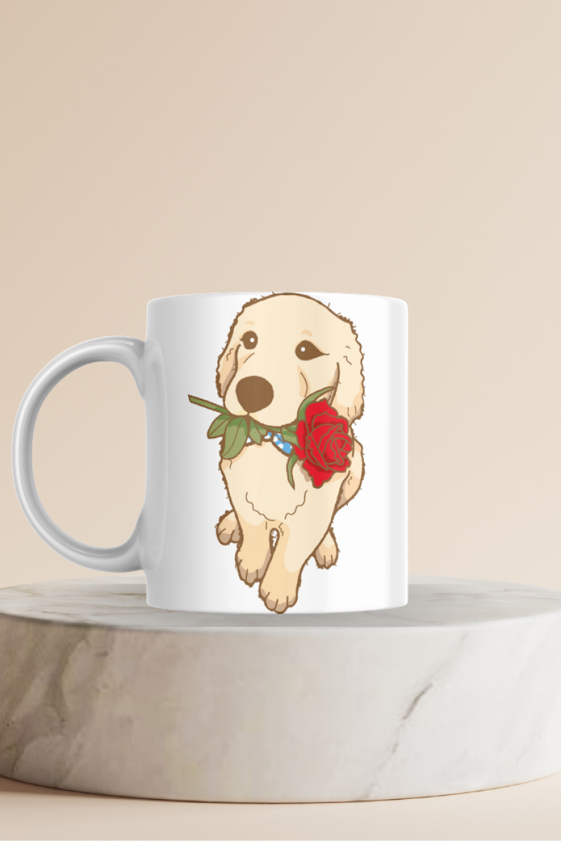 Yavru Köpek Desenli Seramik 350 Ml Kupa Bardak , Sevgiliye Özel Hediye , Hediyelik Eşya