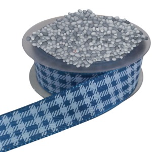 Tafta Ekoseli Kurdele 25 mm İndigo 2 Metre