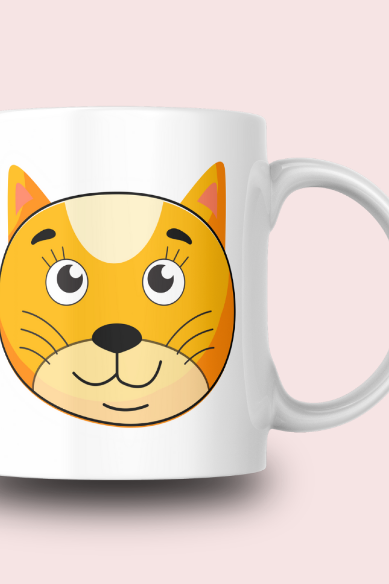 Sevimli Minimalist Hayvan Karikatürlü Tasarım Seramik 350 Ml Kupa Bardak