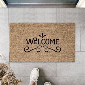 Siyah Kapı Önü Paspası Motifli Welcome Desen  K-3309