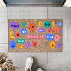 Çok Renkli Kapı Önü Paspası Hello Desen  K-3285