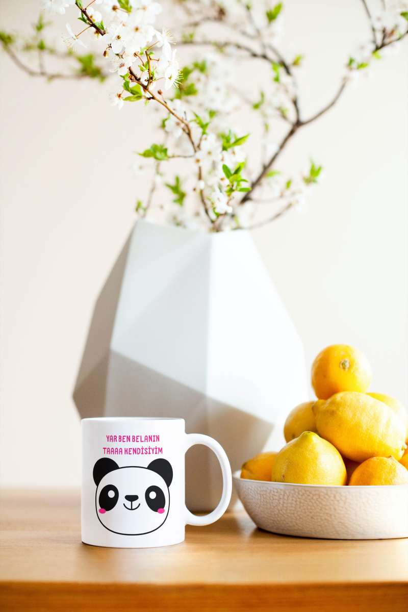 Yar Ben Belanın Taa Kendisiyim Panda Baskılı Hediyelik Seramik 350 Ml Kupa Bardak