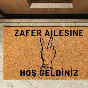 Kapı Önü Paspası Kişiye Özel Yazı Yazılır Koko Model Zafer İşareti PK-1607