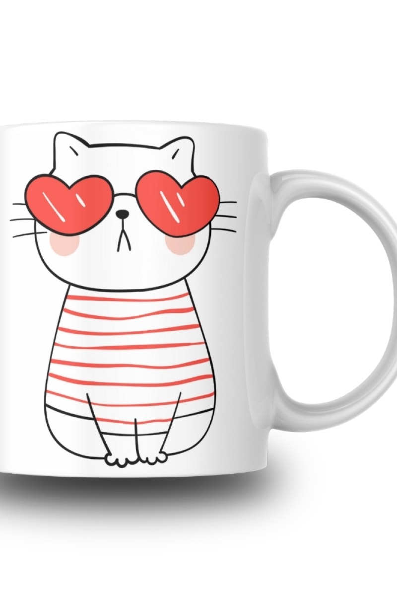 Sevimli Kedi Tasarım Seramik 350 Ml Kupa Bardak