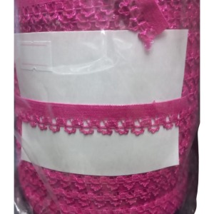 Çamaşır Lastiği Dantelli 1 cm 75 Metre 1 Top Fuşya
