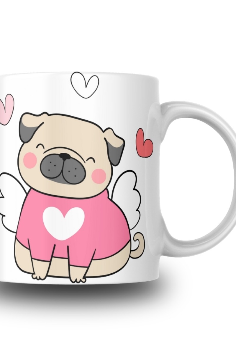 Melek Köpek Tasarım Seramik 350 Ml Kupa Bardak