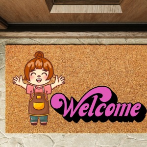 Kapı Önü Paspası Özel Tasarım Koko Model Welcome Kadın PK-1593