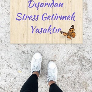 Dijital Baskı Krem Kelebek Desen Kapı Önü Paspası K-1016
