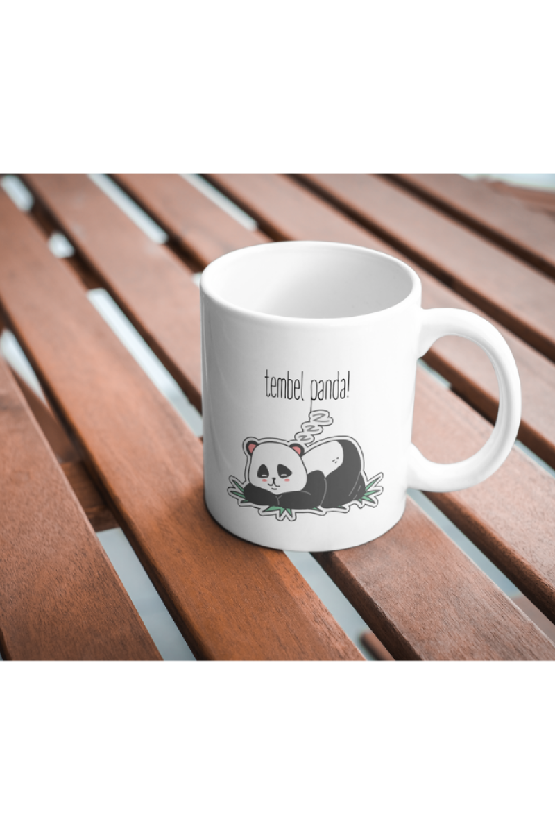 Tembel Panda Tasarım Seramik 350 Ml Kupa Bardak
