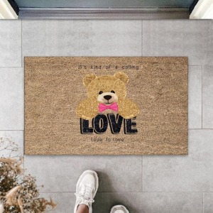 Bej Kapı Önü Paspası Love To Love Ayıcık Desen  K-3335