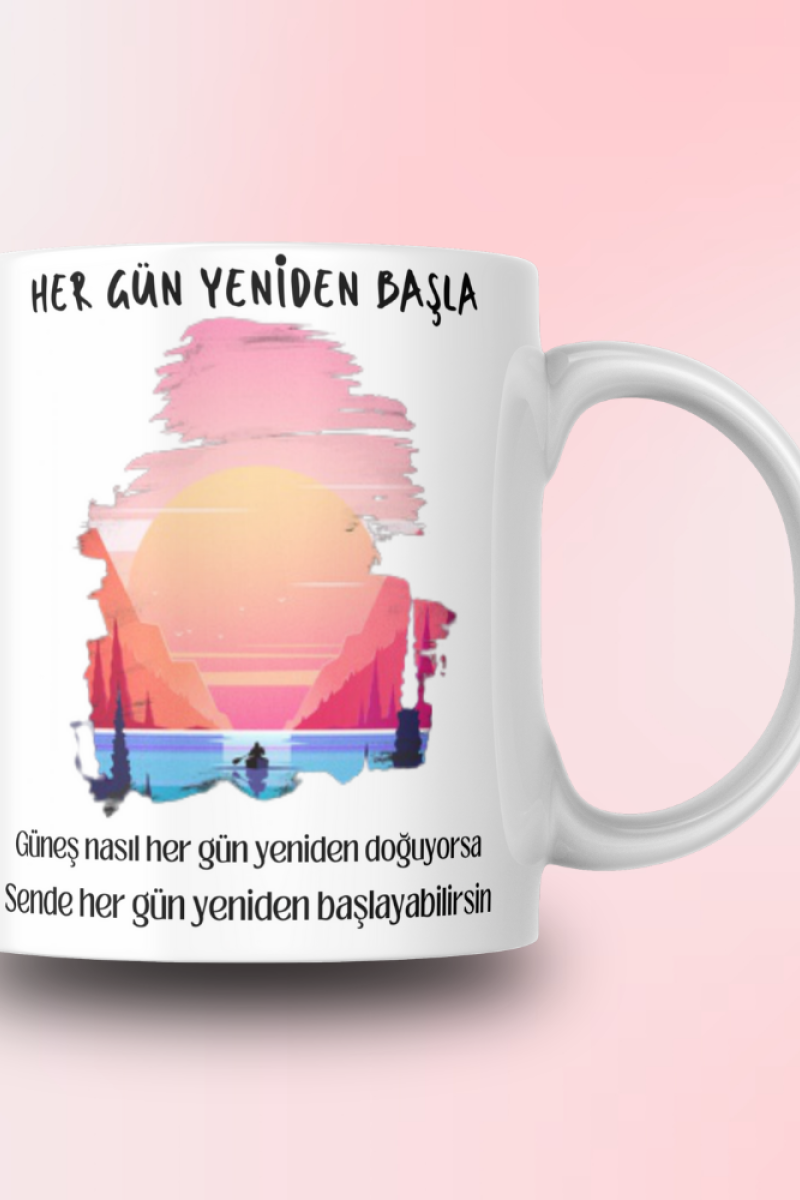 Motivasyon Yazılı Tasarım Seramik 350 Ml Kupa Bardak