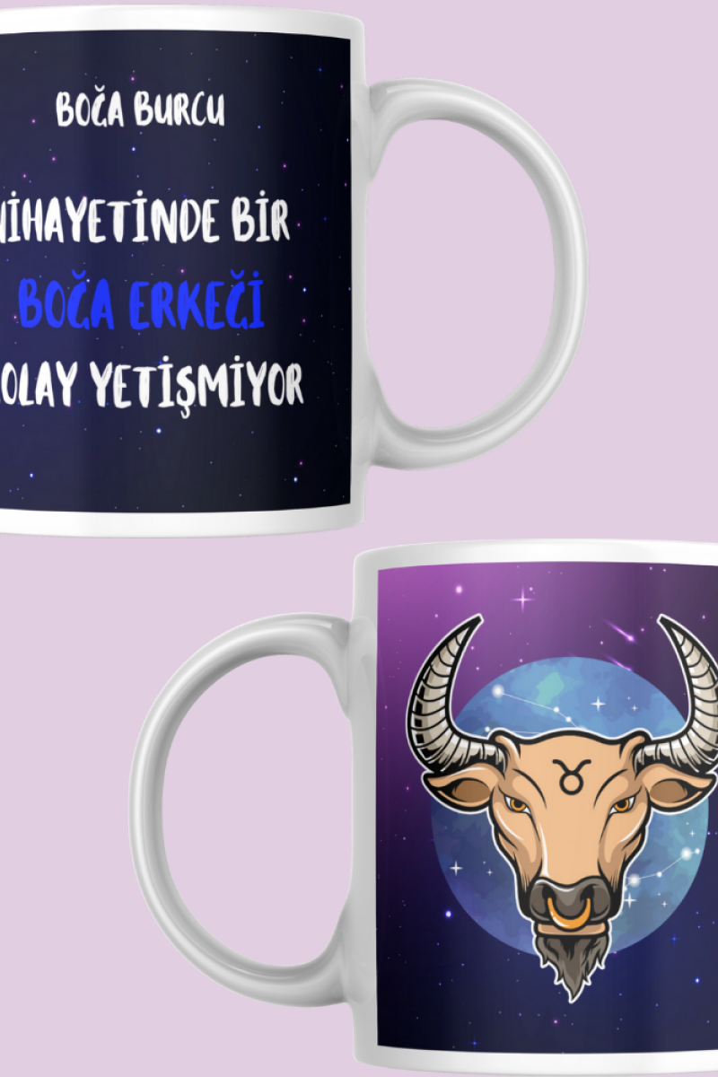 Boğa Burcu Erkeği Tasarım Seramik 350 Ml Kupa Bardak
